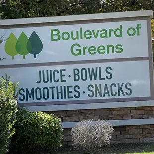 sign for juice bowls smoothies snacks