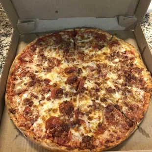 Large pepperoni, onion and bacon