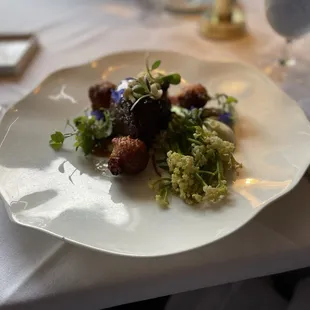 Angus Beef Filet with French potato fritters at Boulevard in San Francisco.