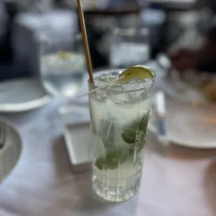 Festive lemonade beverage with muddled mint at Boulevard in San Francisco.