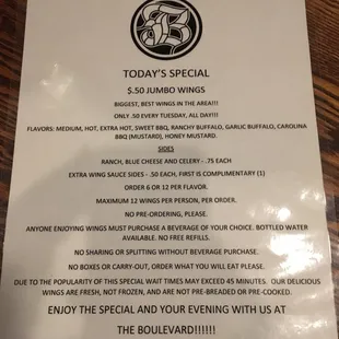 Tuesday Night is wing night!!!