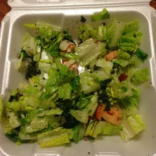 At home tearing up the fattoush!