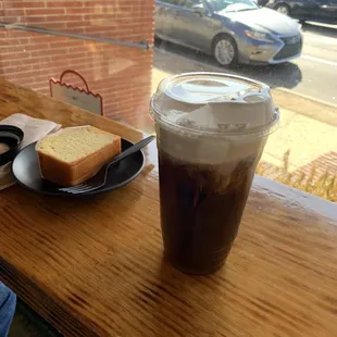 Lemon lavender cold brew and lemon pound cake