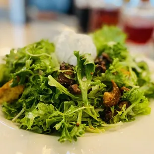 Frisée salad comes with house made bacon &amp; croutons...