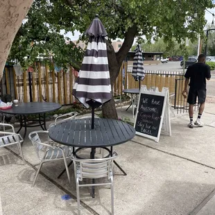 tables and umbrellas