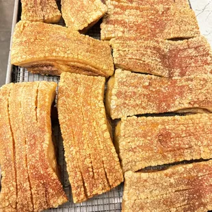 Crispy pork belly freshly made daily