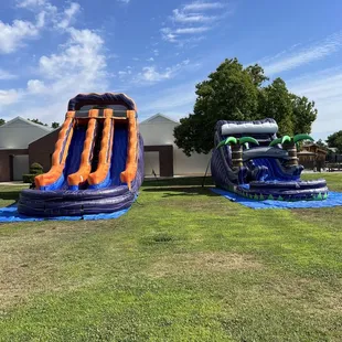 Nerf and purple splash water slide