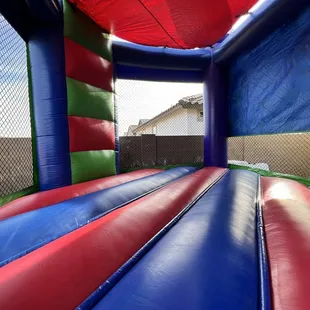 Inside bounce house.