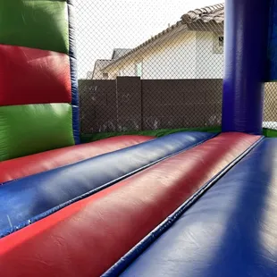 Inside bounce house.