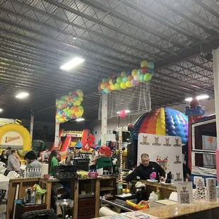 Interior space and balloon drop.