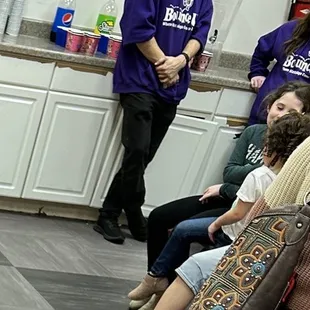 Cabinets falling apart and paint chipping, "the teenagers at work"