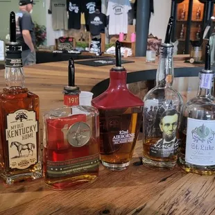 a selection of liquor bottles