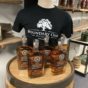 a display of bottles of bourbon