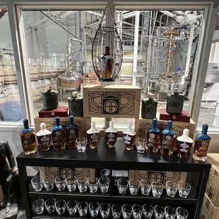 Distilling Room with display of Military Themed Whiskeys