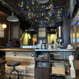 the bar area of a restaurant