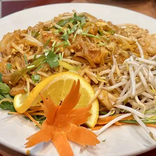 Scallops Pad Thai. First time trying this noodle dish with scallops. Different but good!