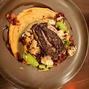 Duck breast with beluga lentils