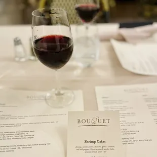 a glass of wine on a table