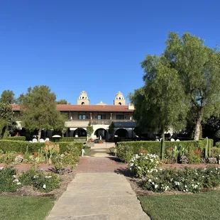 Restaurant and hotel. We're seated underneath the arches.