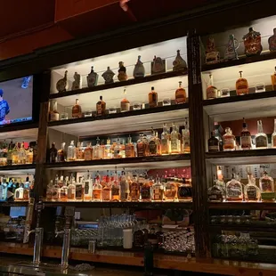 shelves of bottles of liquor