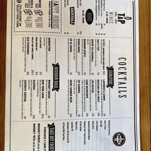 Cocktail menu