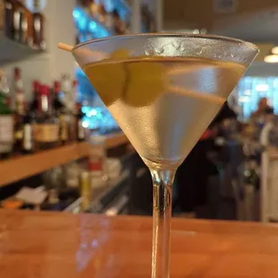 a martini on a bar