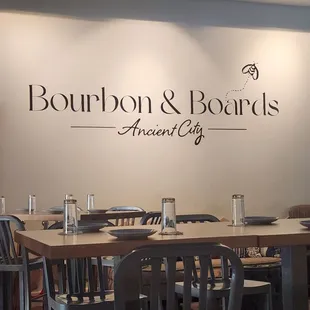 Branding wall in restaurant.