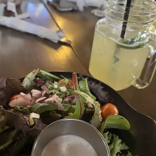 Side salad and margarita