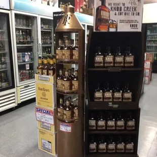 Our own barrel of Knob Creek 120 proof. Hot and sweet. $46.99.