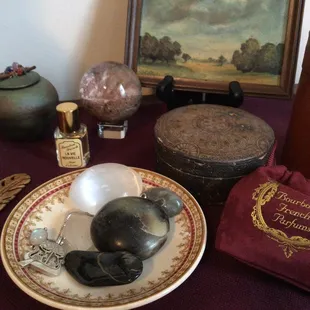 Bourbon French perfume on my bedside table