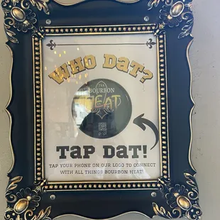 a sign for a tap dat