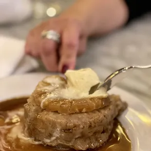 Pineapple upside down bread pudding