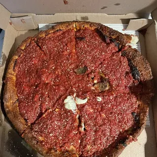 Deep Dish -Pepperoni, sausage, Meatballs, Ricotta