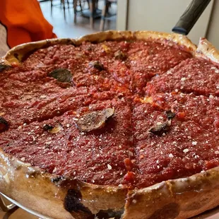 Chi town favorite with pepperoni on half