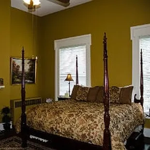 Spacious antique-appointed guest rooms, featuring king bed and luxury linens, gas fireplace, whirlpool tubs, spa toiletries, full breakfast.