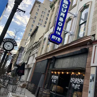 the outside of a bar