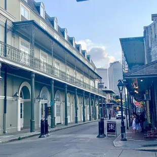a view of a street in the french quarter of new orleans