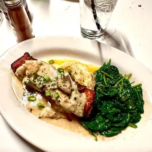 Salmon, Sauteed Spinach