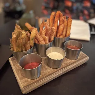 Complimentary trio of fries