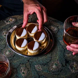 Black &amp; white cookies for dessert at Bourbon Steak NY