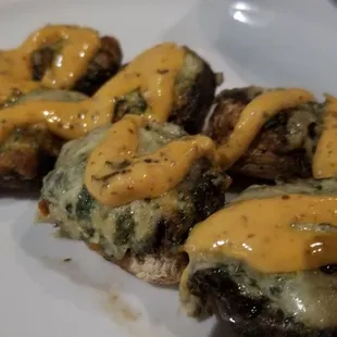 Seafood stuffed mushrooms.