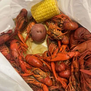 Plain water , not any sauce ( which with butter and garlic) as Cajun