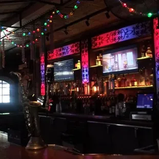 a bar with neon lights