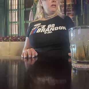 Name tag says Harley Quinn