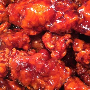 a close up of a plate of chicken wings