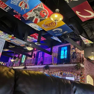 the ceiling of the bar