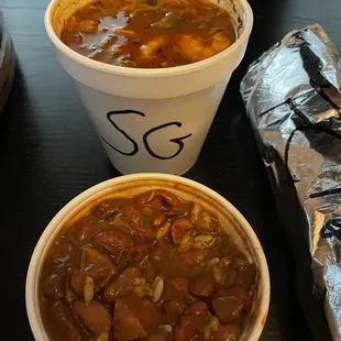 Shrimp gumbo &amp; red beans and rice