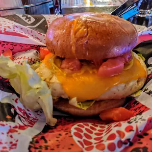Chicken sandwich with the works
