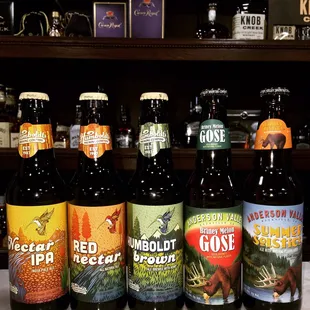 a variety of beer bottles