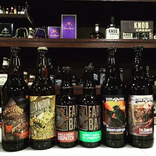 a variety of beer bottles